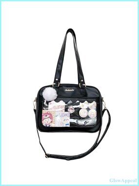 Ita Bag Crossbody PU Kawaii Pin Display Messenger Adjustable Strap